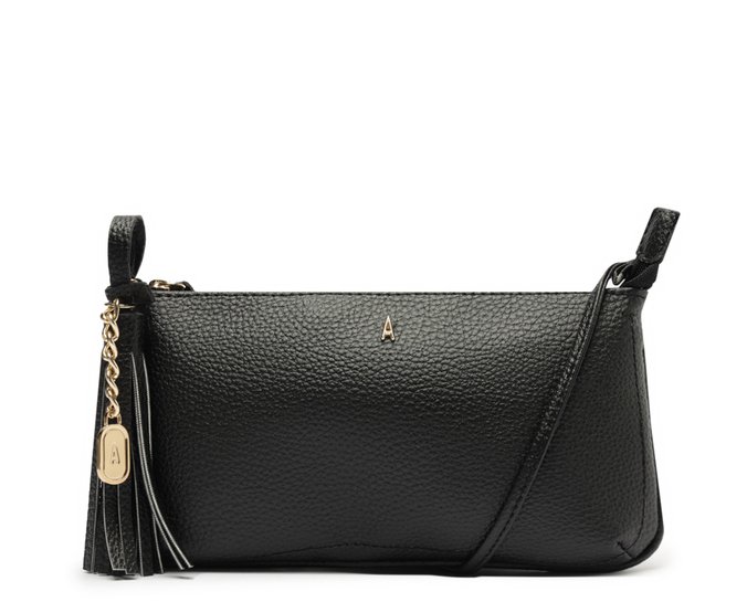 Bolsa Tiracolo Média Detalhe Franja Preta