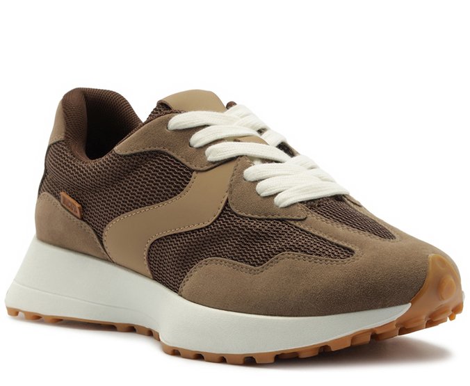 Tênis Sporty Recortes Marrom