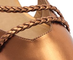 Sapatilha Slingback Salto Bloco Tranças Bronze