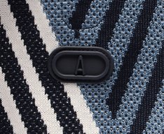 Bolsa Shopping Grande Knit Listrado Azul e Branco