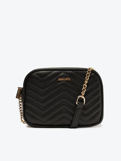Bolsa Tiracolo Média Matelassê Zig Zag Preta
