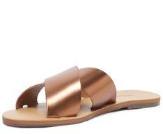 Rasteira Tiras Cruzadas Couro Bronze