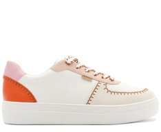 Tênis Pespontos Laranja Ayla Branco