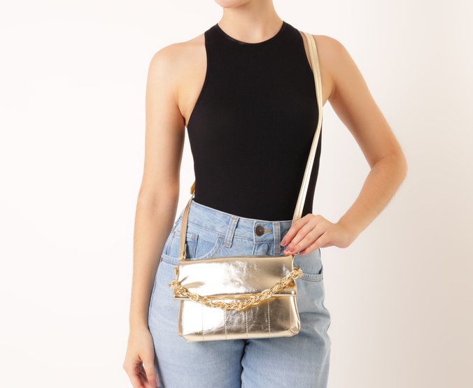 Bolsa Tiracolo Pequena Cordão Dourada