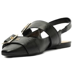 Sapatilha Slingback Tiras Fivela Preta