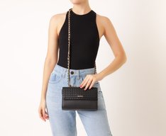 Bolsa Tiracolo Pequena Aba Tressê Preta