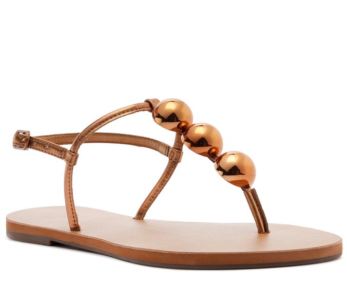 Sandália Rasteira Slim Adorno Bronze