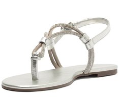 Rasteira Slim Glam Manta Prata