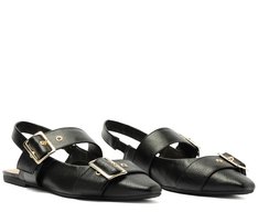 Sapatilha Slingback Tiras Fivela Preta