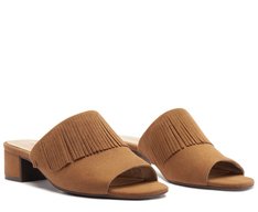 Sandália Mule Franja Bege