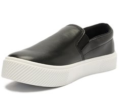 Tênis Slip On Sola Alta Riscada Preto