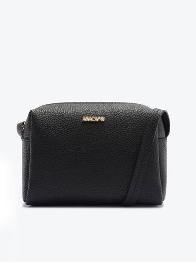 Bolsa Tiracolo Média Texturizada Preta