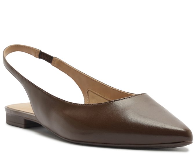 Sapatilha Slingback Bico Fino Marrom Coffee