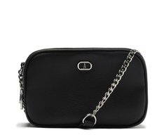 Bolsa Tiracolo Média Divisórias Metal Preta