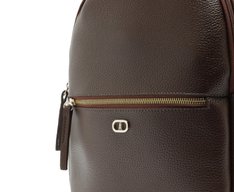 Mochila Média Zíper Frontal Marrom Curcuma