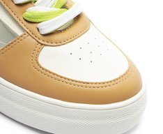 Tênis de Amarrar Detalhe Lateral Aberta Branco e Nude Guaraná
