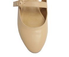 Sapato Chanel Salto Bloco Nude Classy