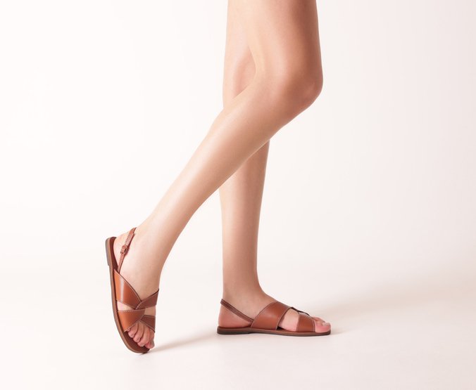 Rasteira Tiras Largas Transpassadas Laranja