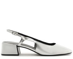 Sapatilha Slingback Basic Salto Bloco Prata