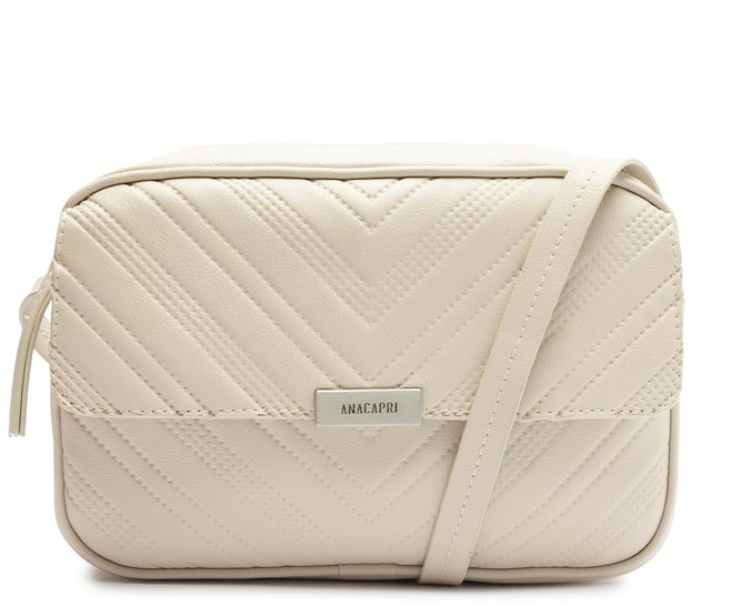 Bolsa Tiracolo Média Textura Triangular Branco Off