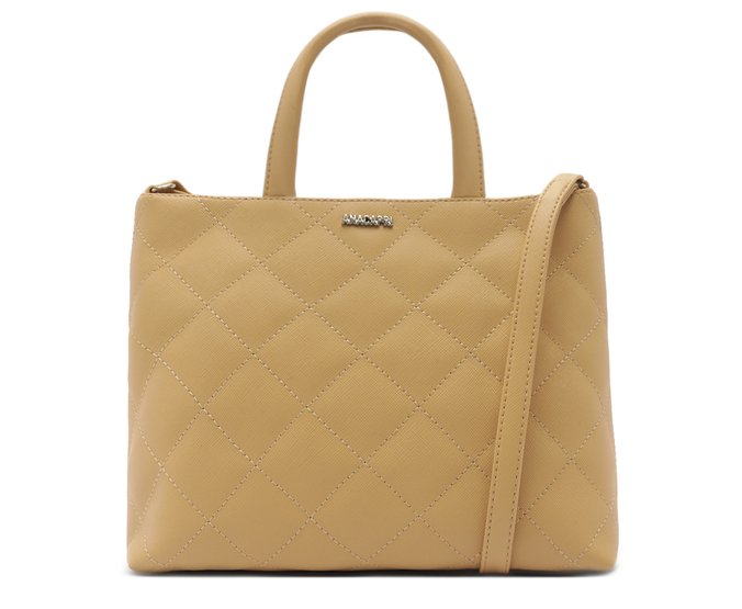 Bolsa Tote Grande Matelassê Triangular Bege