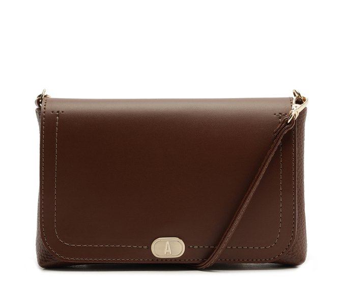 Bolsa Tiracolo Média Lisa Marrom