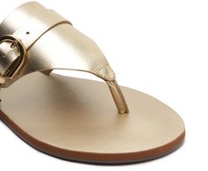 Rasteira Fivela Elise Couro Dourado