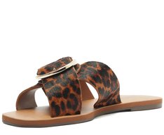 Rasteira Tiras Cruzadas Fivela Couro Elise Animal Print