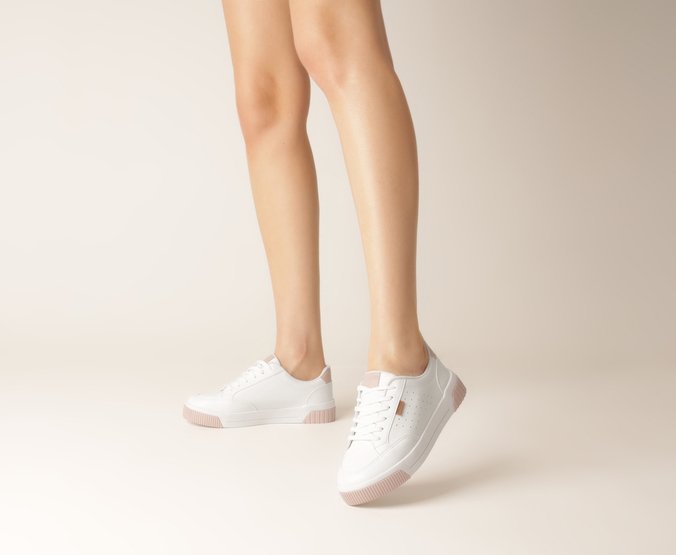 Tênis Sola Vulcanizada Urban Furinhos Branco e Rosa