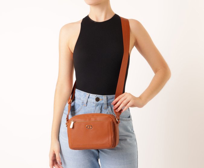 Bolsa Tiracolo Média Floater Gorgurão Marrom