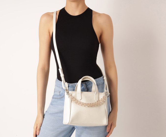 Bolsa Tote Pequena Corrente Branca