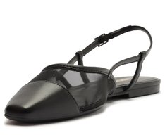 Sapatilha Slingback Tela Transparência Preta