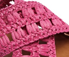 Rasteira Tiras Cruzadas Palha Rosa