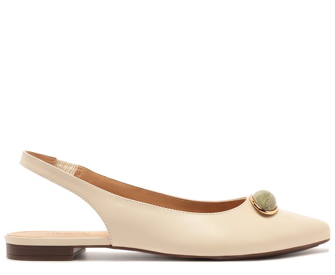 Sapatilha Slingback Pedraria Branca