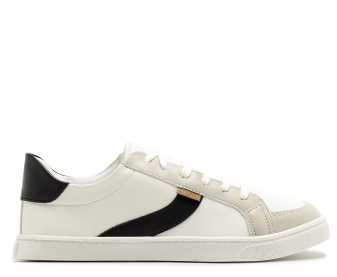 Tênis Faixa Lateral Branco e Preto | Anacapri