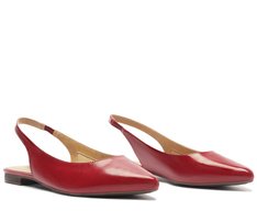 Sapatilha Slingback Bico Fino Vermelho