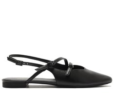 Sapatilha Slingback Bico Fino Duas Tiras Preta