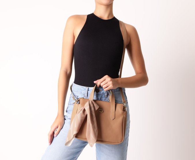 Bolsa Tote Média Lenço Estação Anacapri Marrom