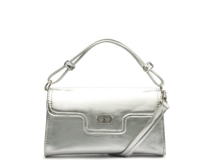 Bolsa Tiracolo Média Pedraria Prata