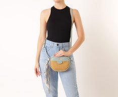 Bolsa Tiracolo Média Raffia Com Lenço Azul