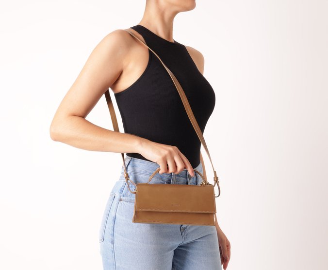Bolsa Tiracolo Pequena Estruturada Marrom