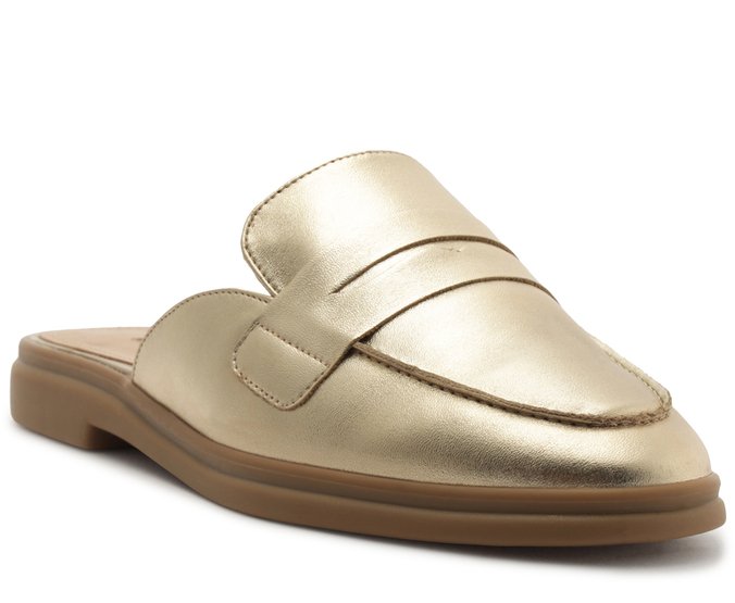 Mule Mocassim Pala Dourado