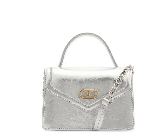 Bolsa Tiracolo Pequena Estruturada Party Prata