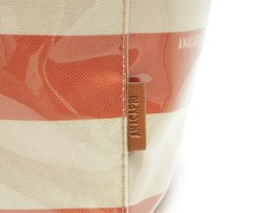 Bolsa Shopping Grande Listras Vinil Laranja