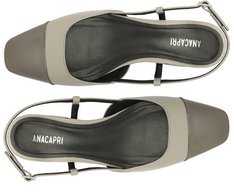 Sapatilha Slingback Salto Bloco Cinza Ponta Verniz Prateada