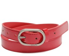 Cinto Largo Fivela Metálica Verniz Vermelho