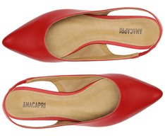 Sapatilha Slingback Bico Fino Vermelha