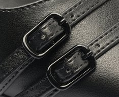 Sapatilha Slingback Salto Bloco Fivelas Preta