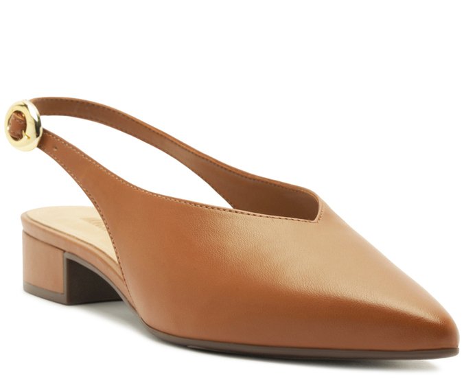 Scarpin Slingback Salto Bloco Recorte Marrom