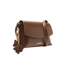 Bolsa Tiracolo Pequena Chaveiro Flor Marrom